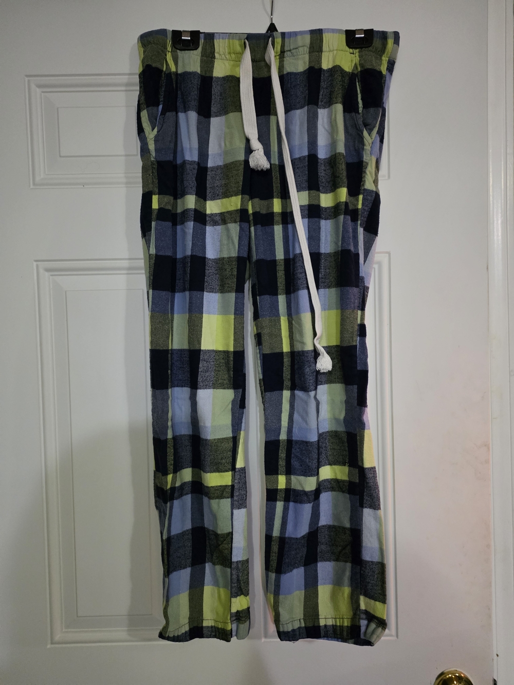 aerie Plaid Lounge Pajama Pants in Blue, Lime & Black